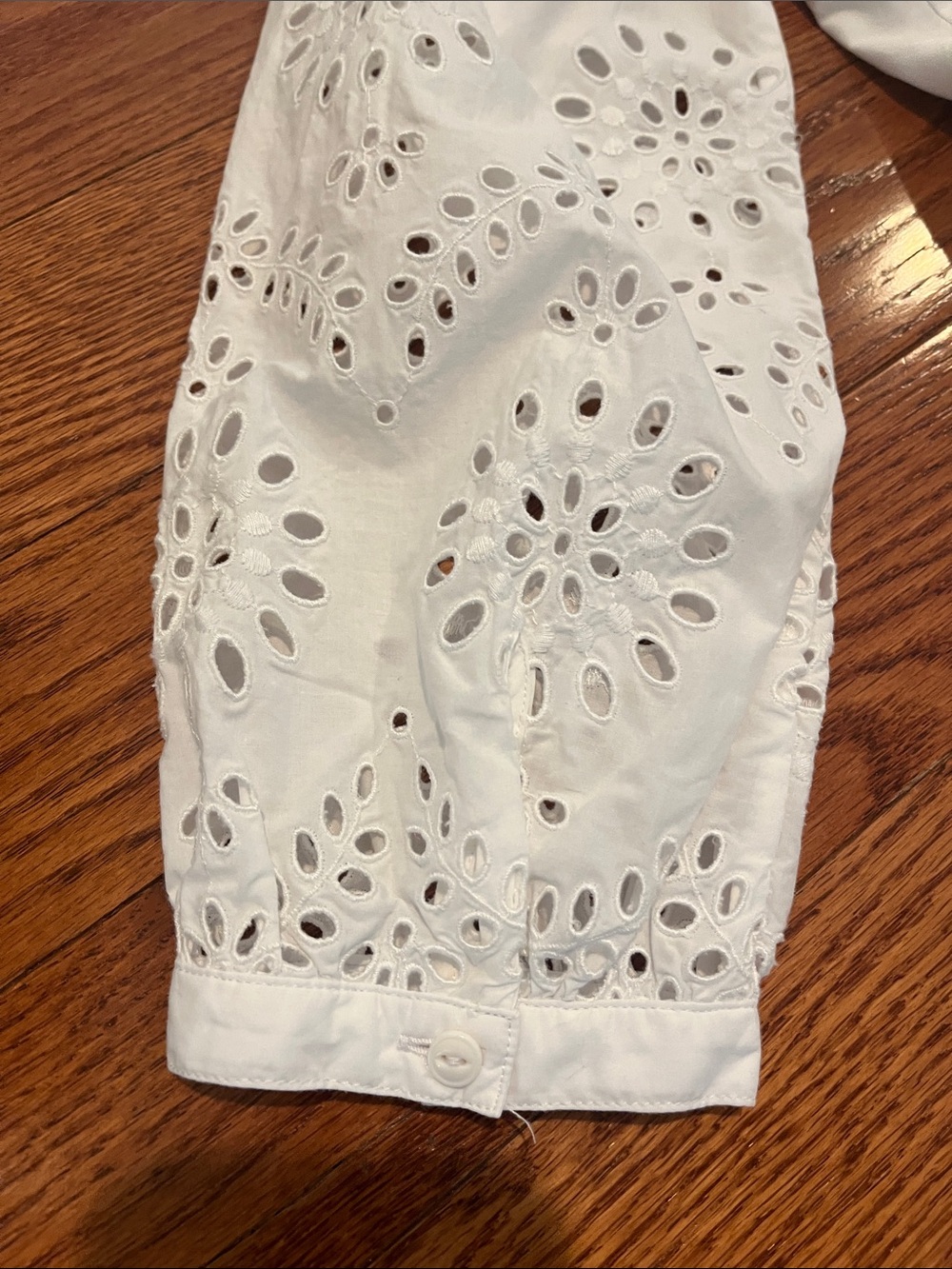 Talbots White V-Neck 3/4 Sleeve Eyelet Trim Belted Midi Shirt Dress, Women's 8 - Picture 7 of 9